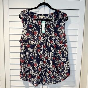 Sleeveless Floral Blouse Work Office Lightweight Chiffon Tunic Top XL